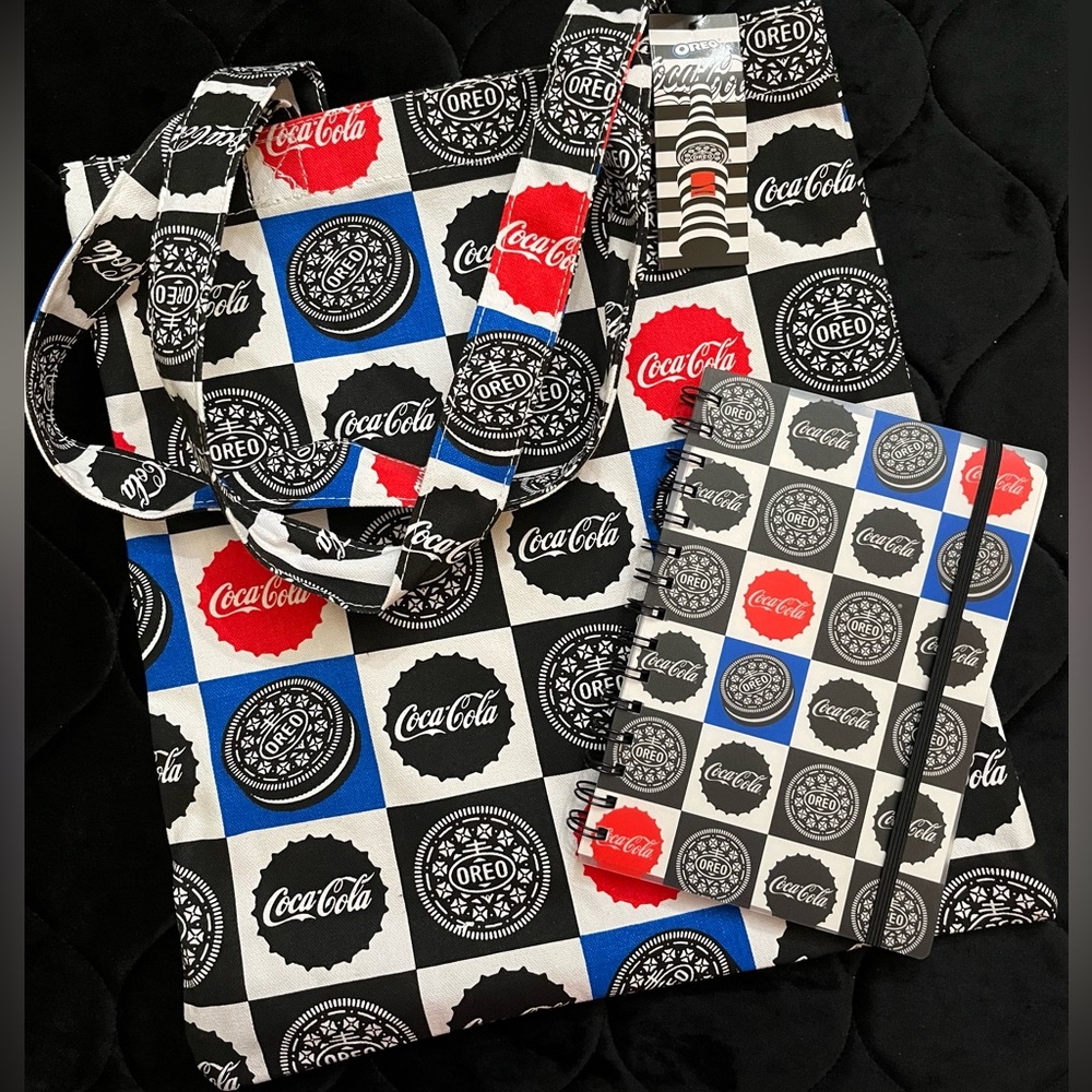 COCA-COLA 2 Piece Bundle- Matching Coca-Cola & Oreo Tote & Notebook